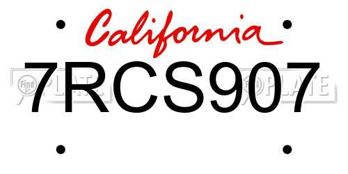 7RCS907 California License Plate