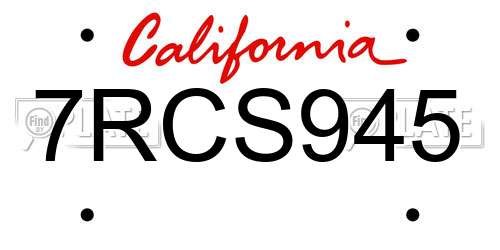 7RCS945 California License Plate