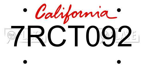 7RCT092 California License Plate