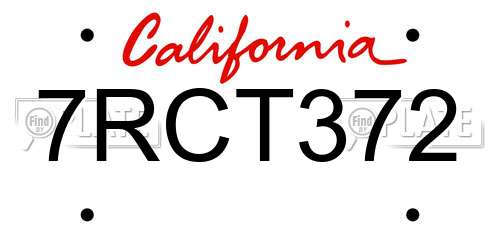 7RCT372 California License Plate