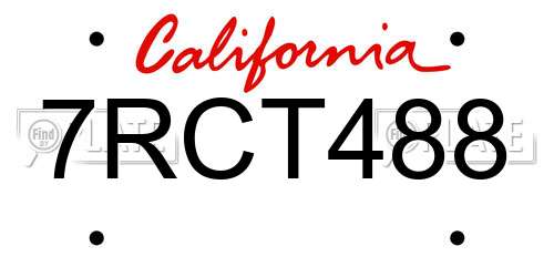 7RCT488 California License Plate