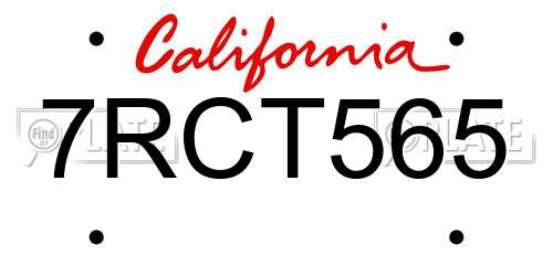 7RCT565 California License Plate