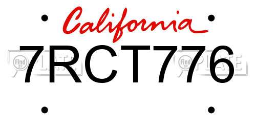 7RCT776 California License Plate