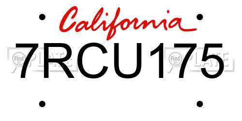 7RCU175 California License Plate