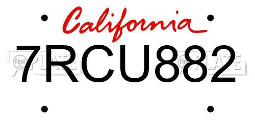 7RCU882 California License Plate