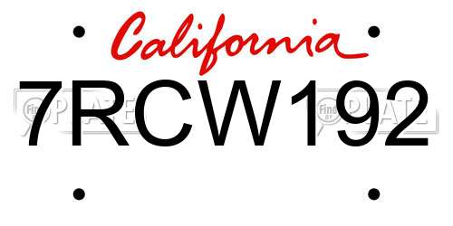 7RCW192 California License Plate