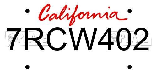 7RCW402 California License Plate