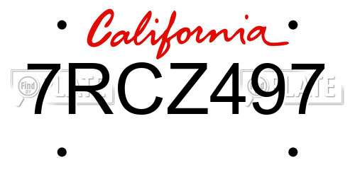 7RCZ497 California License Plate