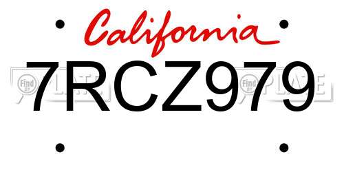 7RCZ979 California License Plate