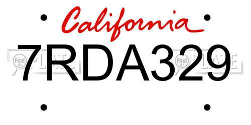 7RDA329 California License Plate