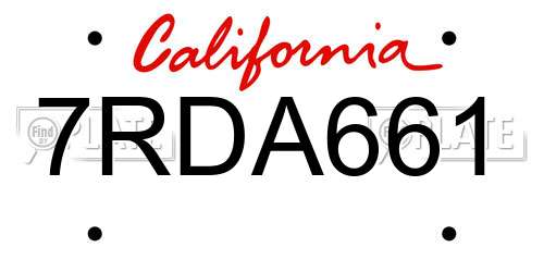 7RDA661 California License Plate