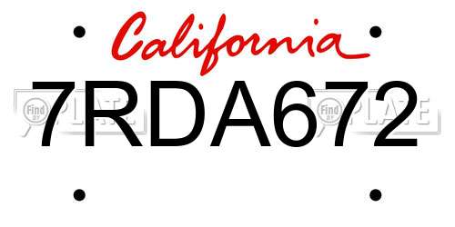 7RDA672 California License Plate