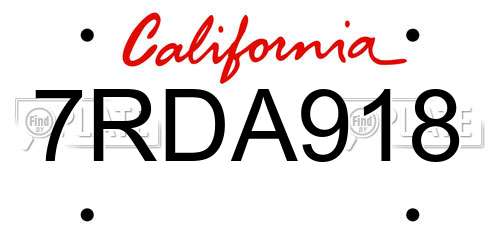 7RDA918 California License Plate