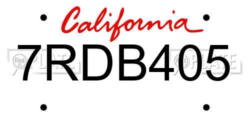 7RDB405 California License Plate