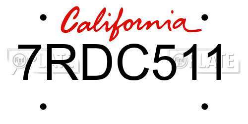 7RDC511 California License Plate