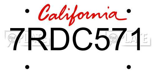 7RDC571 California License Plate