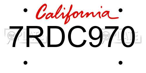7RDC970 California License Plate