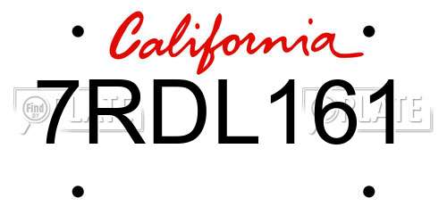 7RDL161 California License Plate