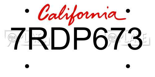 7RDP673 California License Plate