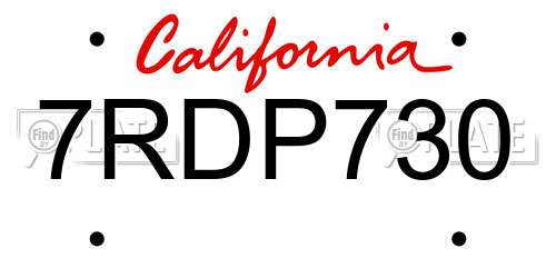 7RDP730 California License Plate