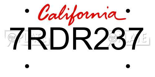 7RDR237 California License Plate