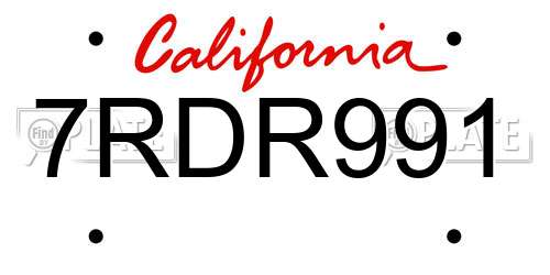 7RDR991 California License Plate
