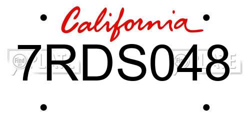 7RDS048 California License Plate