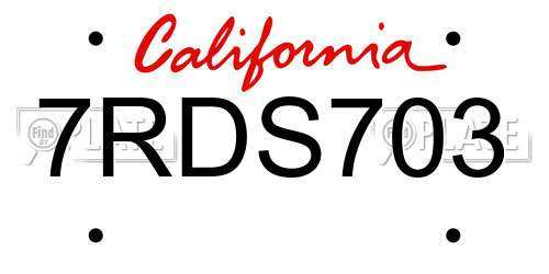 7RDS703 California License Plate