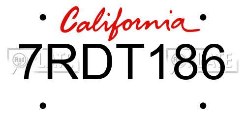 7RDT186 California License Plate