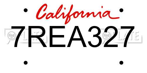 7REA327 California License Plate