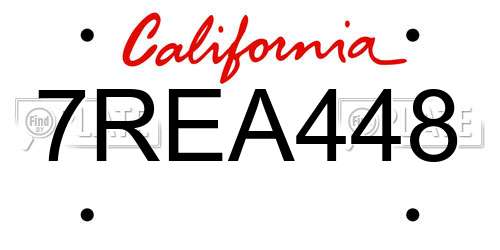 7REA448 California License Plate