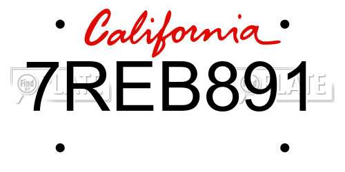 7REB891 California License Plate
