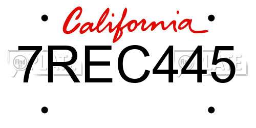 7REC445 California License Plate