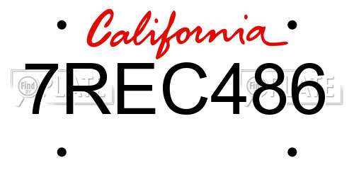 7REC486 California License Plate