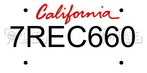 7REC660 California License Plate