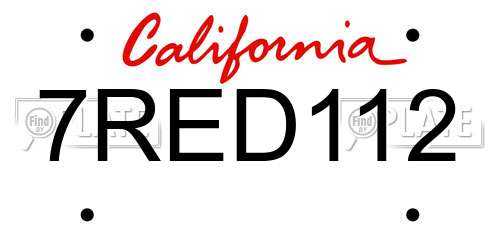 7RED112 California License Plate