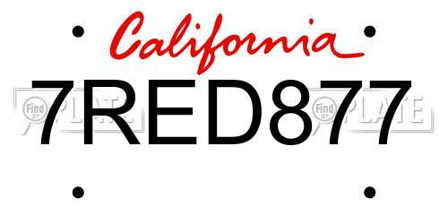 7RED877 California License Plate