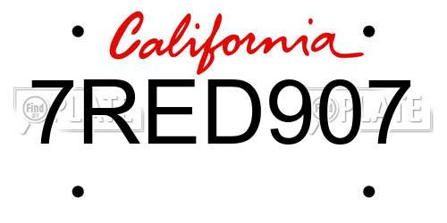 7RED907 California License Plate