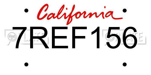 7REF156 California License Plate