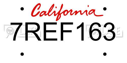 7REF163 California License Plate