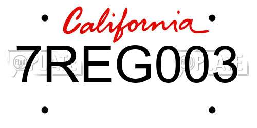 7REG003 California License Plate