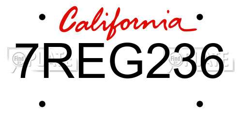 7REG236 California License Plate
