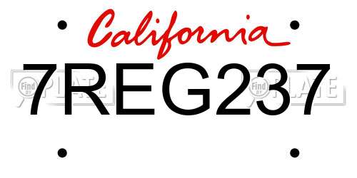 7REG237 California License Plate