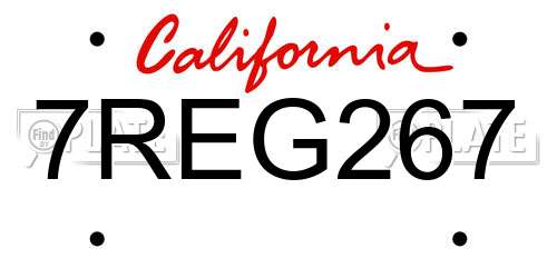 7REG267 California License Plate