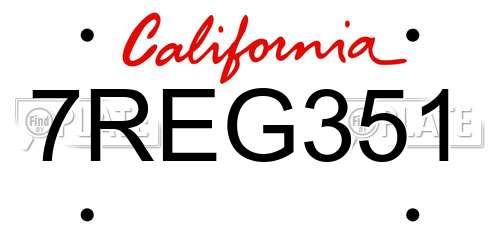 7REG351 California License Plate