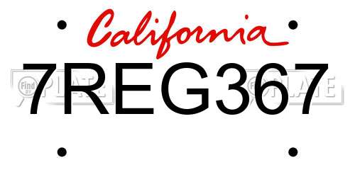 7REG367 California License Plate
