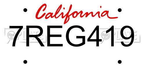 7REG419 California License Plate