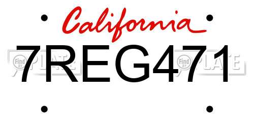 7REG471 California License Plate