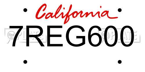7REG600 California License Plate