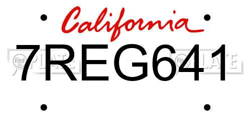 7REG641 California License Plate